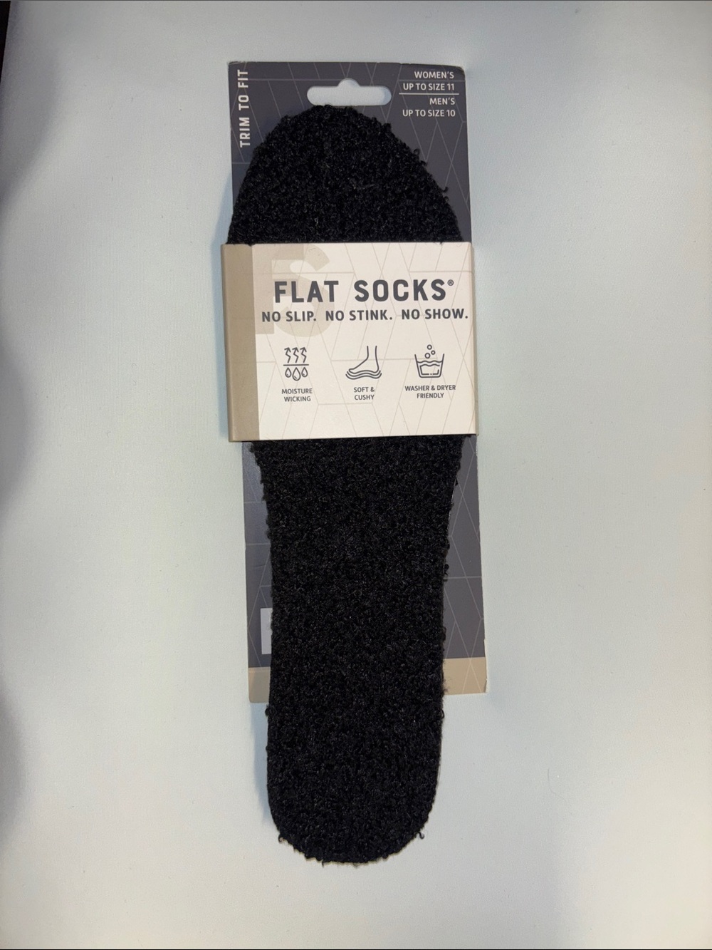 Flat Socks No Show Liner - Black Fuzzy
